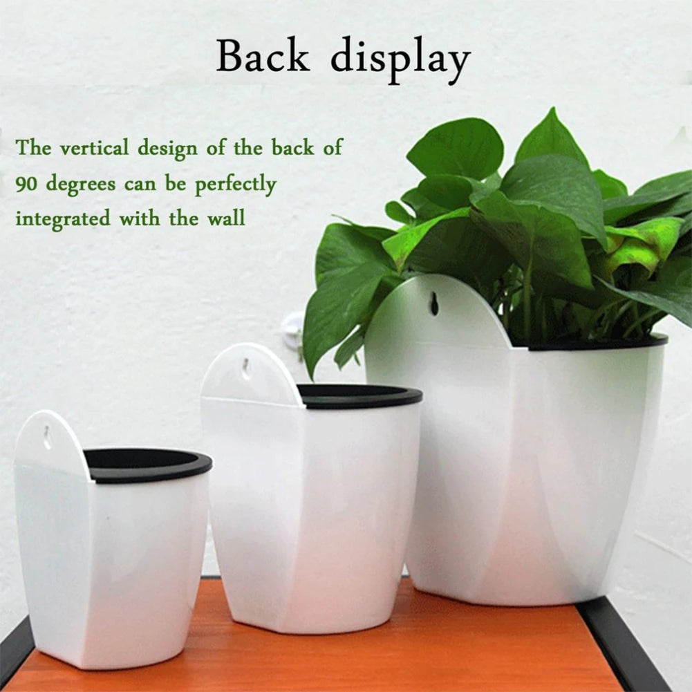 Wall-mounted Flower Pot Automatic Water-absorbing Plastic Green Dill Soil Or Hydroponics System Pot For Wall Balcony Flower Pot