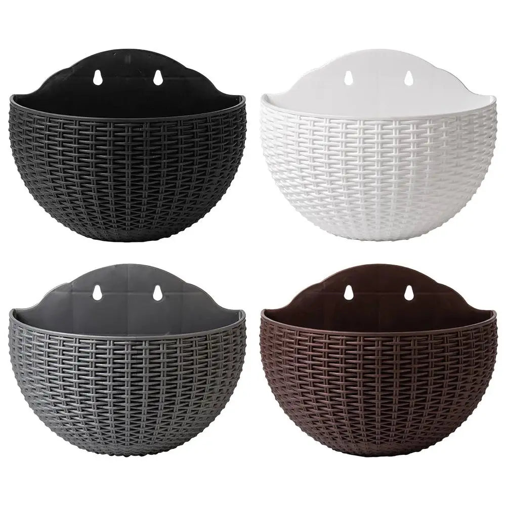 Semi-circular Flower Pot Wall-mounted No-punching Flower Basket Garden Planter Bucket Hanging Basket Flowerpot For Home Decor