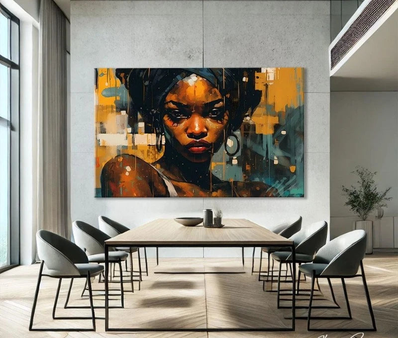 African Women Art Painting Poster Colourful Abstract African American Wall Art African Canvas Paintings Home Bedroom Decor
