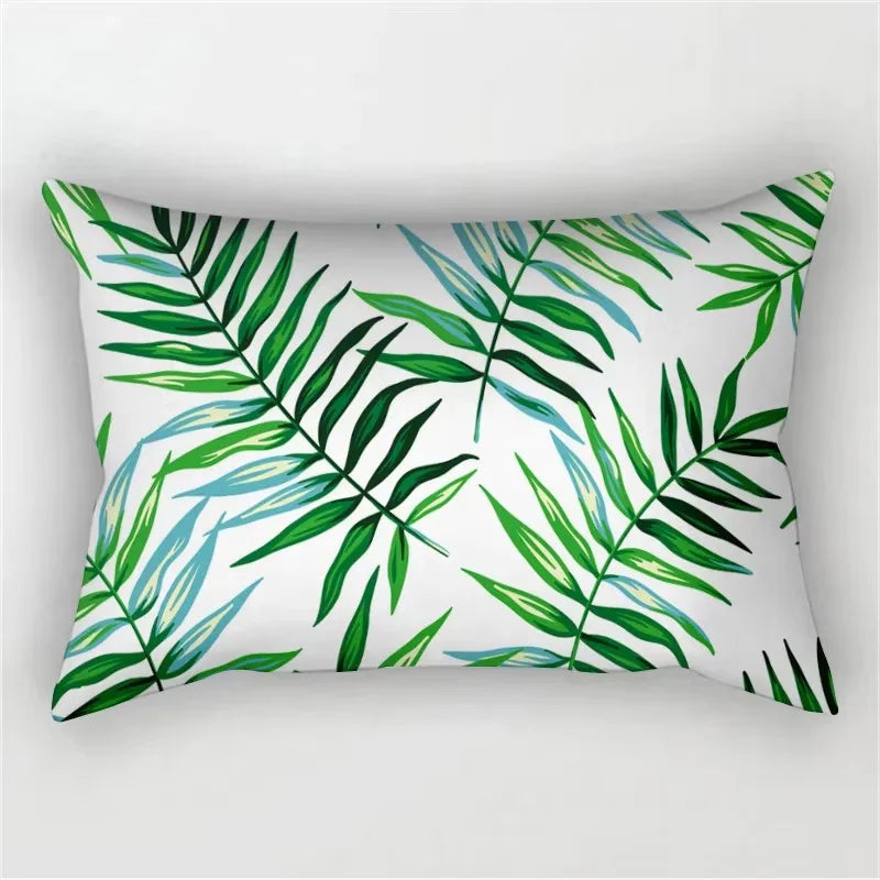 30X50cm Green Tropical Leaf Pattern Printing Decorative Living Room Backrest Home Furnishing Polyester Rectangular Pillowcase