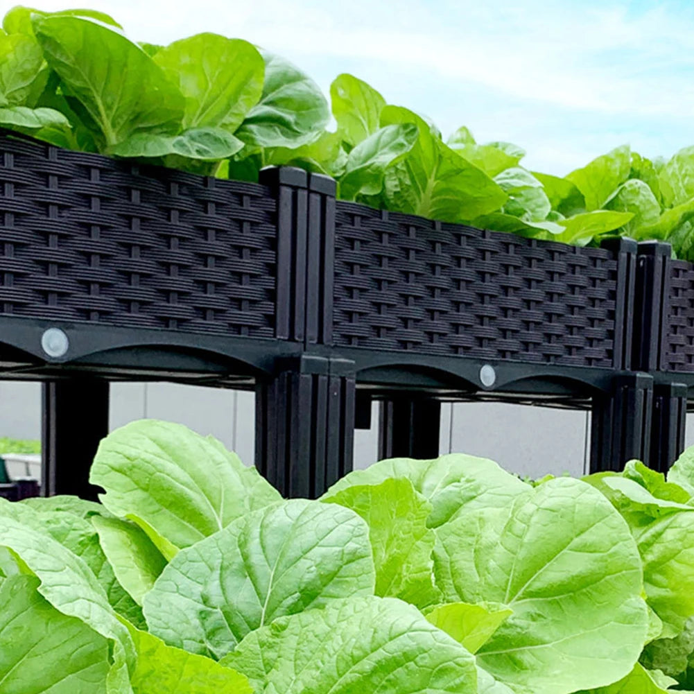 Plastic Raised Garden Bed with Leg Planter Box with Drain Hole Planting Container Elevated Propagation Box Balcony Vegetable Pot