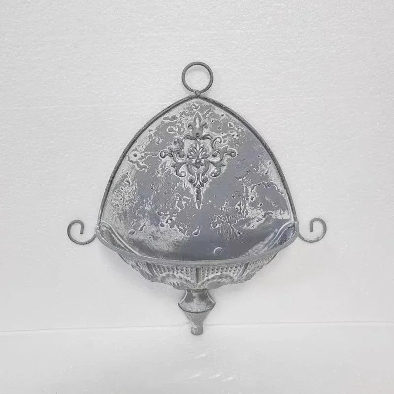 Hat Shape Wall Mounted Flower Basket Metal Ironwork Home Furnishings Garden Ornaments Printed Relief Wall Flower Pot Decorate