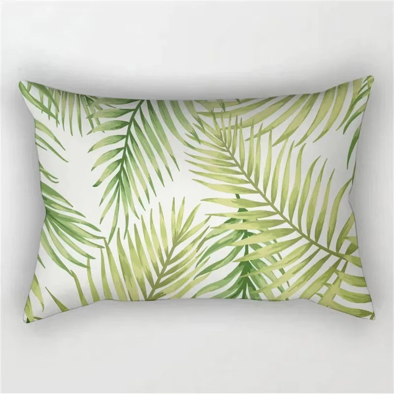 30X50cm Green Tropical Leaf Pattern Printing Decorative Living Room Backrest Home Furnishing Polyester Rectangular Pillowcase