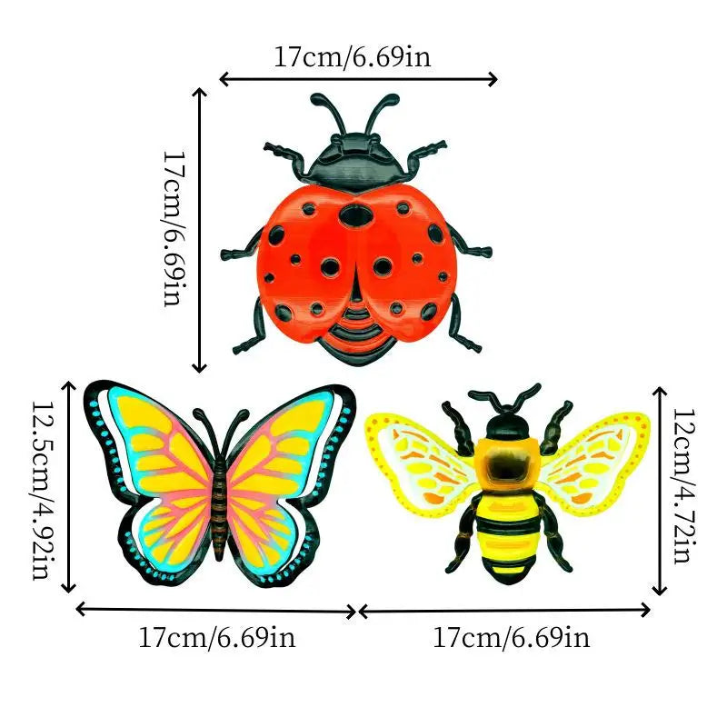 New 1/3pcs Iron Bees Ladybugs Butterflies Wall Decor Garden Decoration Outdoor Indoor Metal Craft Vibrant Home Furnishings
