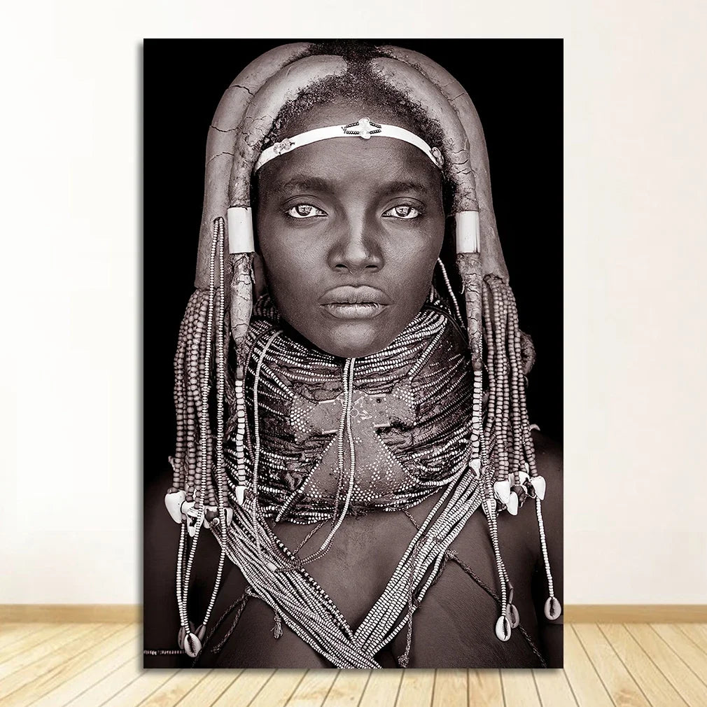 Black and White African Women Man Living Room Canvas Painting Wall Pictures Quadro Cuadros Wall Art Portrait Home Decoration