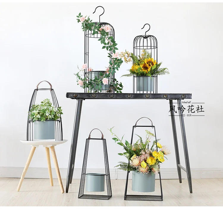 Birdcage wrought iron flower ware, garden art soft decoration home furnishing, ornament simulation flower ware, designer model r
