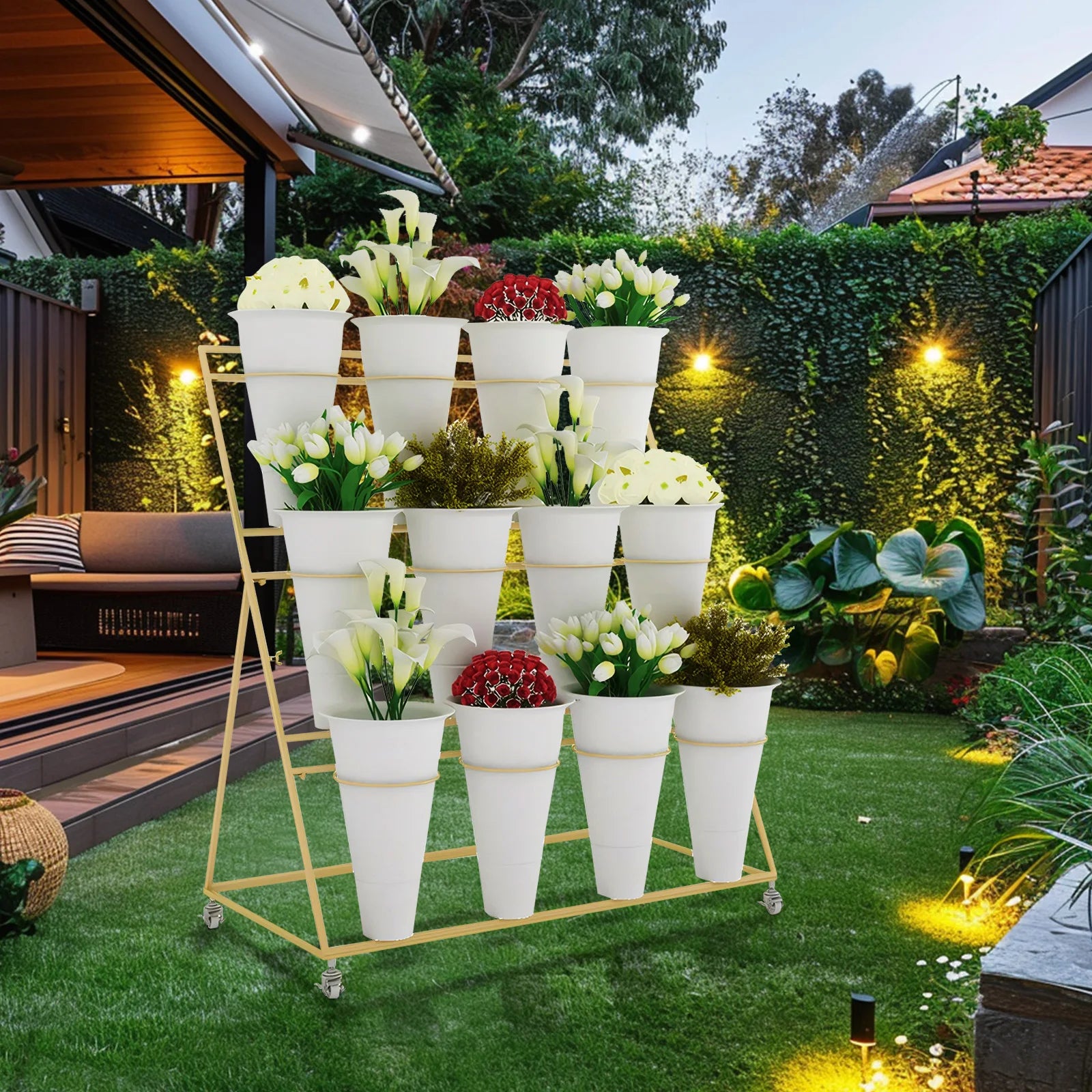 12 PCS Flower Display Stand Buckets White Plastic Flower Pots Large Capacity Plant Planter for Home Patio Balcony Garden