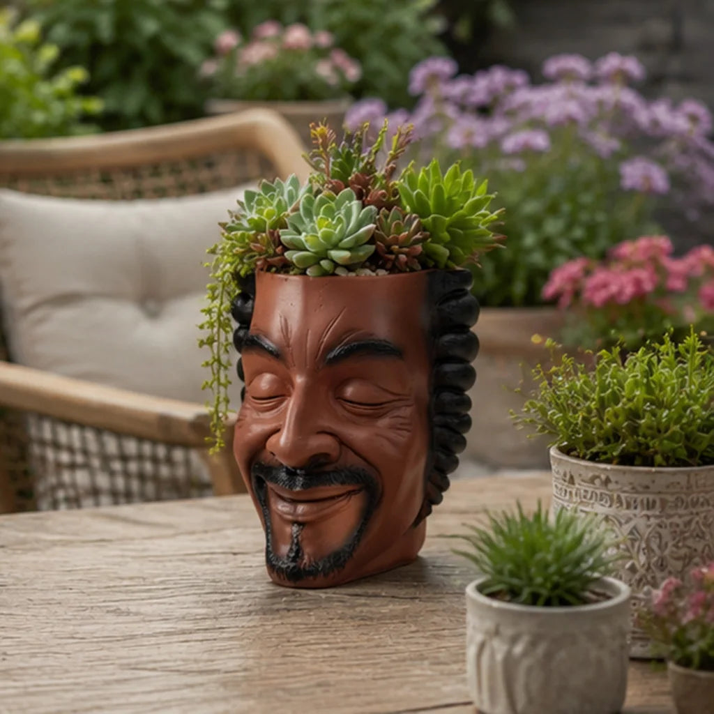 Aesthetic Face Planter Resin Flower Pot Unique Human Face Succulent Pot Modern Artistic Home Decor Garden Desk Decoration Gift