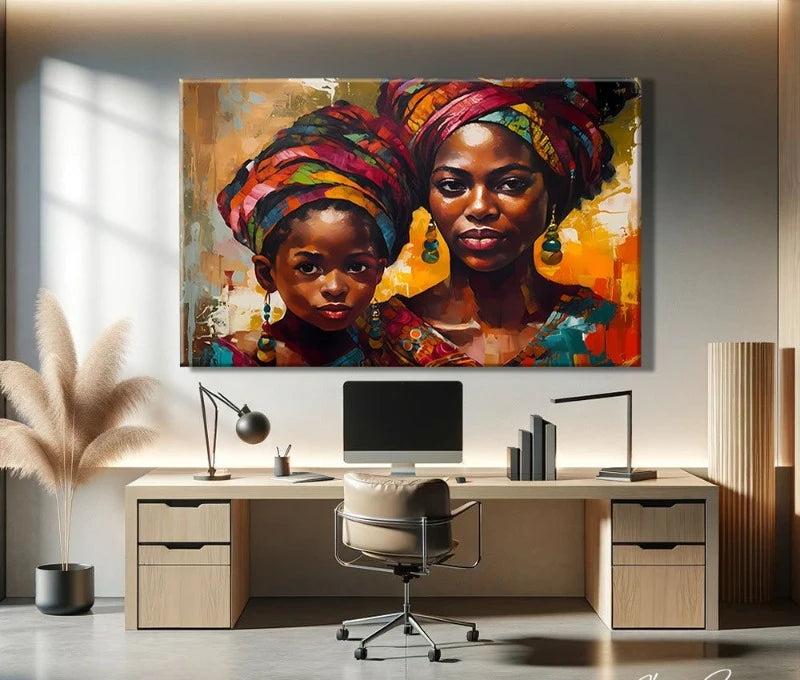 African Women Art Painting Poster Colourful Abstract African American Wall Art African Canvas Paintings Home Bedroom Decor