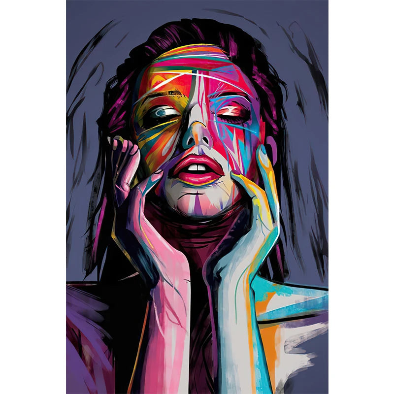 Modern Abstract Woman Face Wall Art Canvas Painting Graffiti Posters and Prints Girl Portrait Street Pop Art Pictures Home Decor