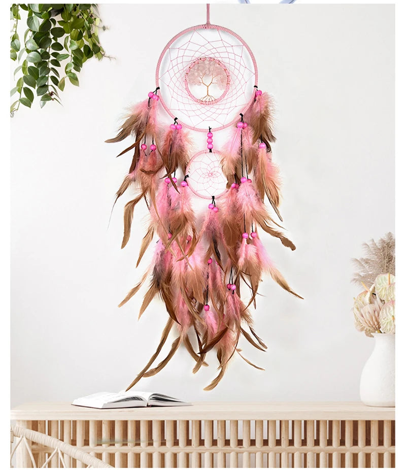 Dream Catcher Living Room Hanging Ornaments Crystal Tree of Life Hand-woven Wind Chimes Birthday Festival Gifts Home Decorations
