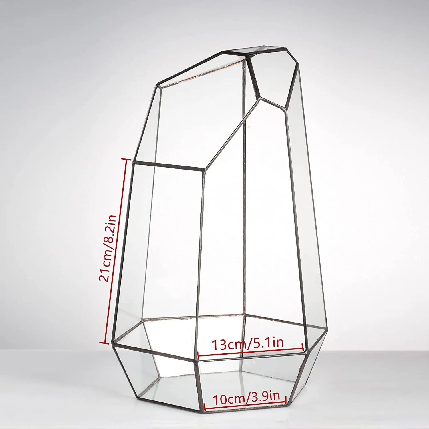 Home Garden Decoration Glass Planter Handmade Irregular Large Flower Pot 16inches Tall Geometric Glass Terrarium or Air Plants