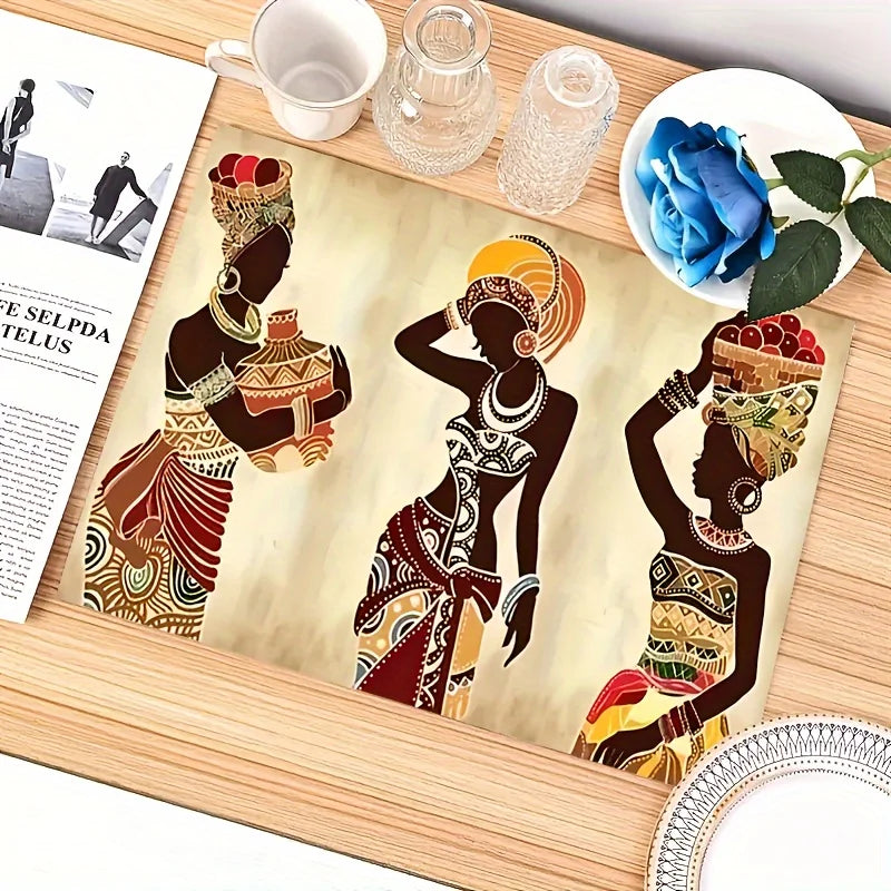 1pc Ethnic African Woman Placemats Linen Material, Perfect for Festive Table Settings