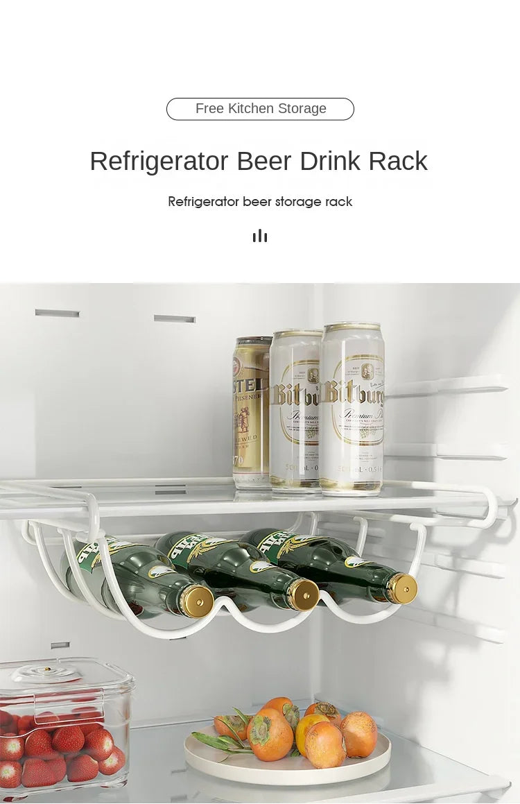 Creative Home Furnishing Accessories Beer Bottle Fridge Organizer Wine Display Shelf Holder Hook Refrigerator Storage Rack