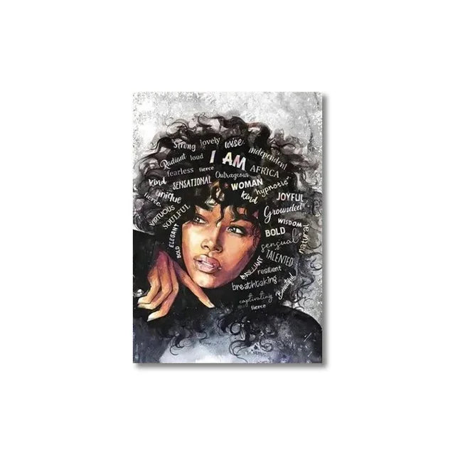 Inspirational African American Black Woman Graffiti Canvas Art Painting  Modern Wall Poster for Bedroom Living Room Decor