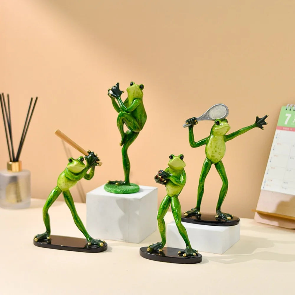 Frog Garden Statue Tennis Frog Statue Animal Decoration Frog Outdoor Sculpture Courtyard Garden Decoration Home Furnishing