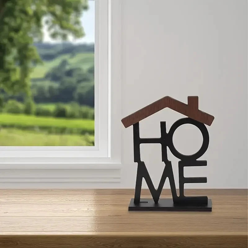Wooden Home Letter Table Decor, Creative Hollow Home Sign Wooden Craft Ornament for Living Room Desktop Shelf Decor Shelf Decor
