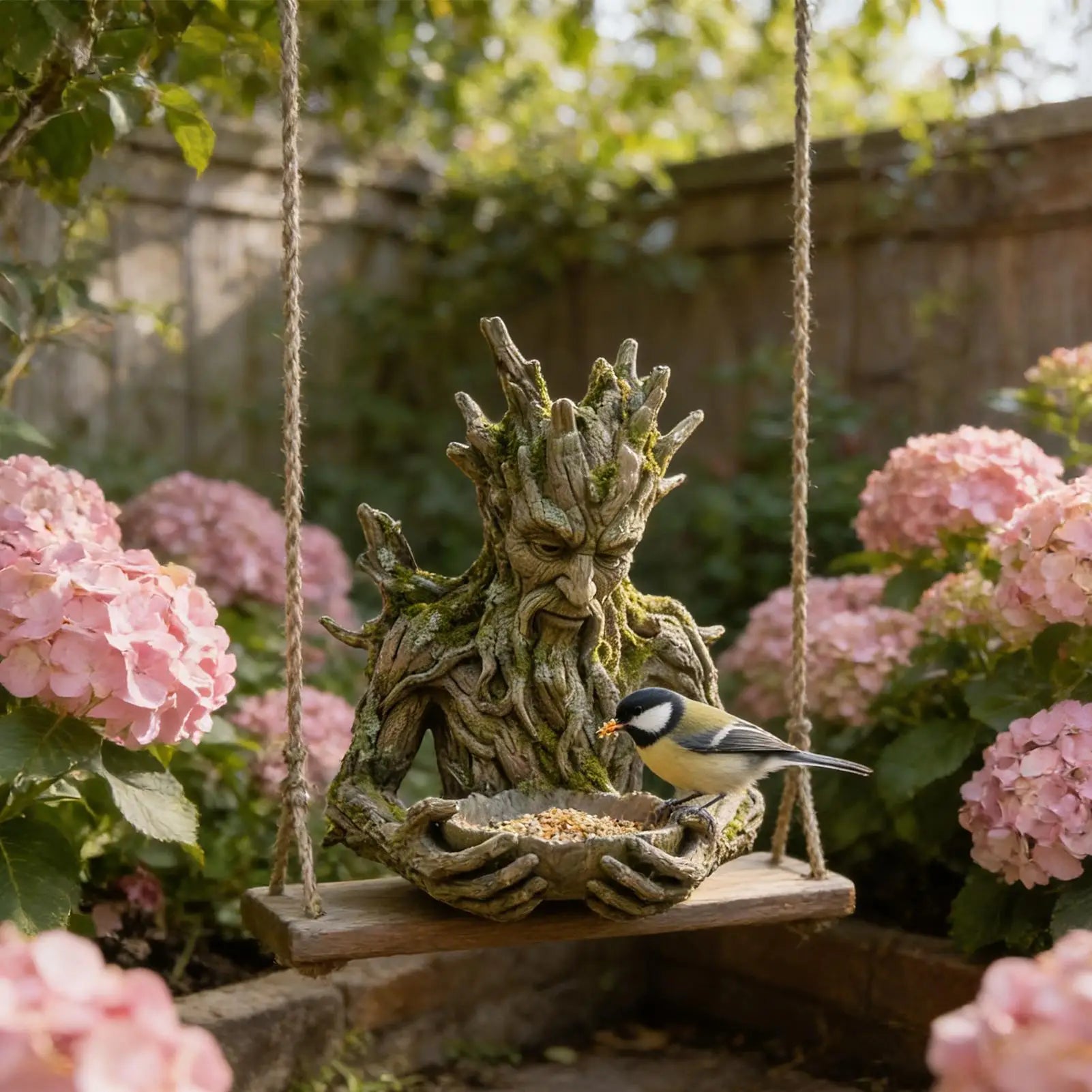 Garden Bird Feeder All-Weather Resin Sculpture Outside Wild Bird Feeding Station For Flower decoration fusion Backyard Balcony
