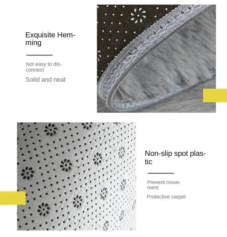 VIKAMA Silk wool Solid Colour Living Room Bedroom Bedside Sofa Soft Mat Home Light Luxury Non-slip Dirty Resistant Washable Rug