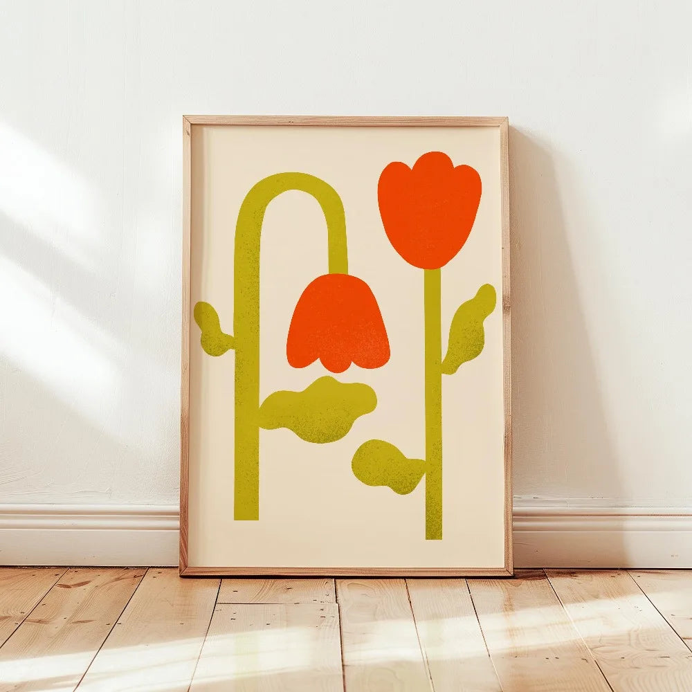 1 Frameless Retro Floral Print,Unique Creative Aesthetic Decor,Spring Decor Painting,Minimalist Wall Art,Living Room Bedroom Art