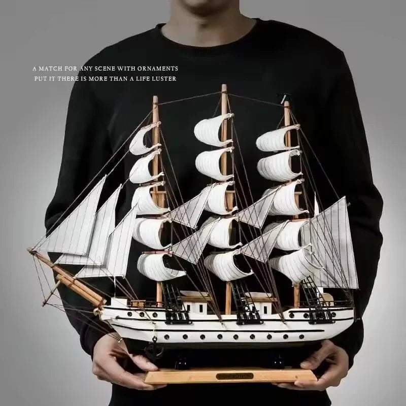 Naotical Lifelike Miniature Wooden Pirate Sail Ship Model Marine Decoration Accessories Modern Arts Office Home Decor Souvenirs