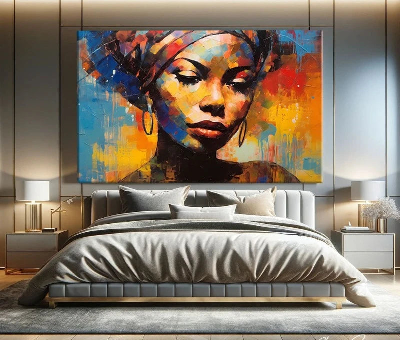 African Women Art Painting Poster Colourful Abstract African American Wall Art African Canvas Paintings Home Bedroom Decor