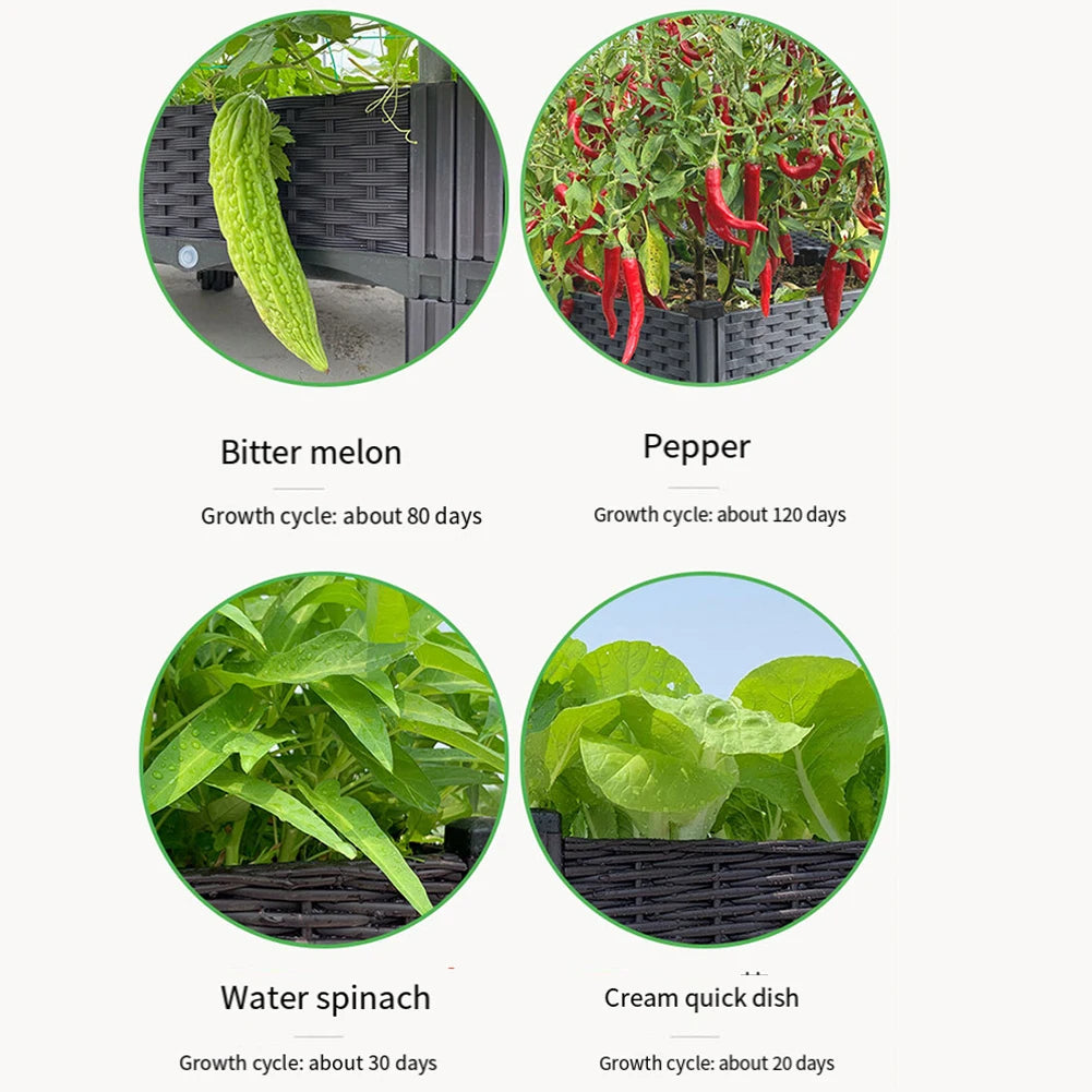 Plastic Raised Garden Bed with Leg Planter Box with Drain Hole Planting Container Elevated Propagation Box Balcony Vegetable Pot