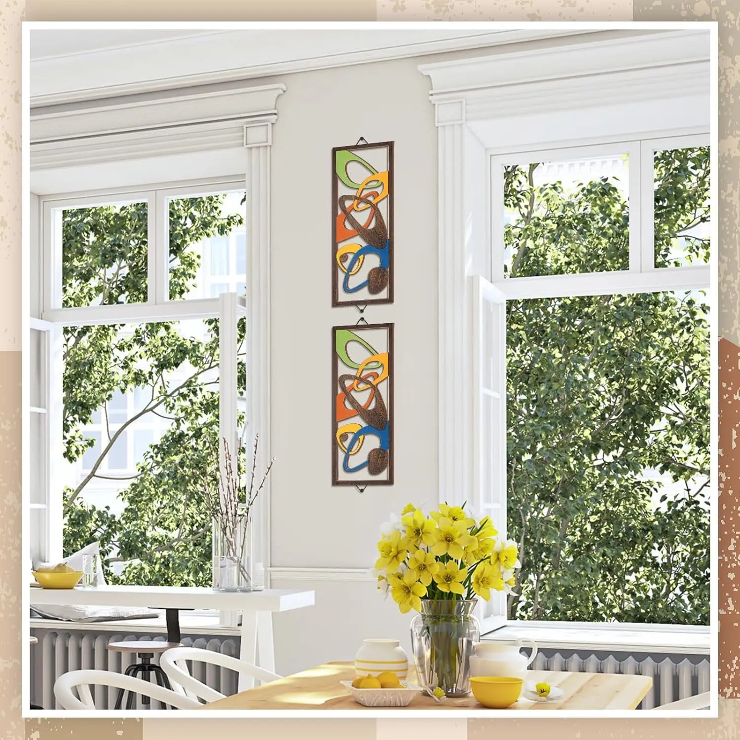 2Pcs 40cm Modern Decor Elegance Wall Accents Wood Abstract Decor Geometric Panels for Interior Panel Wood Art Home Living Room