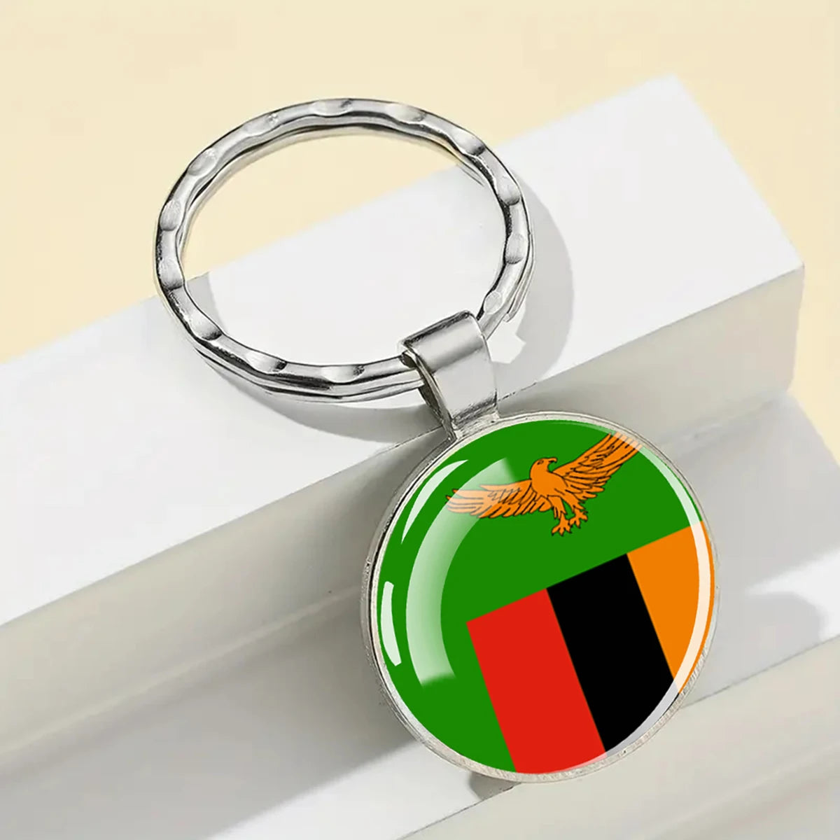 African National Flags Keychain Africa Country Algeria South African Morocco Egypt Nigeria Flag Glass Key Chain Patriot Gift