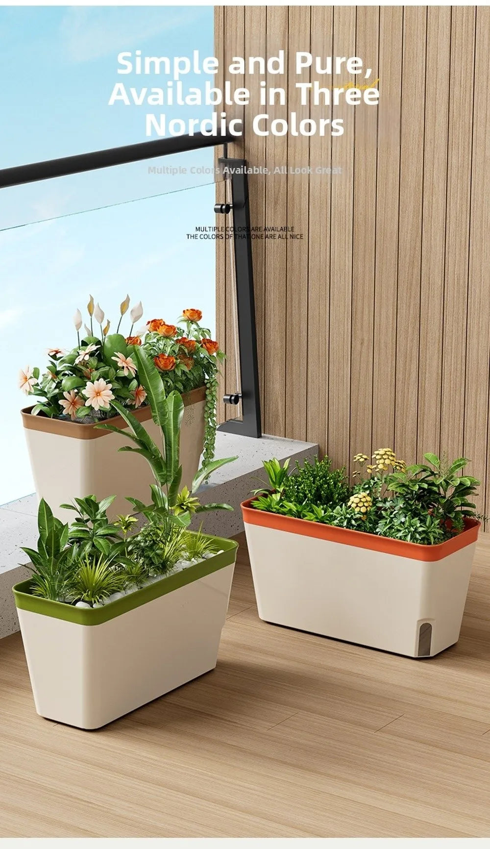 Modern Self Watering Planter Pots Decorative Visual Water Level Window Indoor Planter Herb Planter Box Succulents Plants