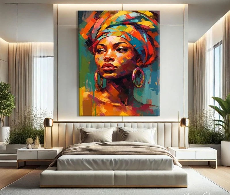 African Women Art Painting Poster Colourful Abstract African American Wall Art African Canvas Paintings Home Bedroom Decor
