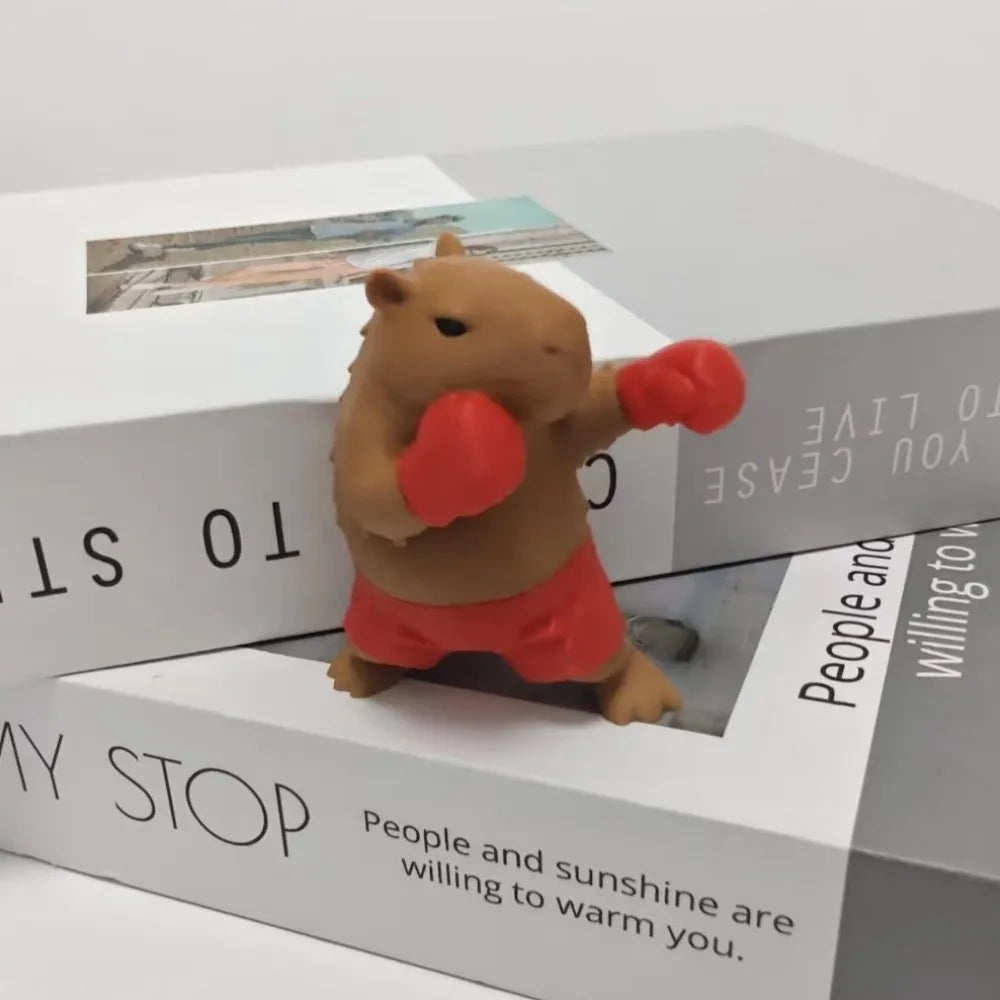 3D Printed Boxing Capybara Figurines Ornament Desktop Shelf Home Decor Funny Animal Craft Collectible Table Display Party Gifts