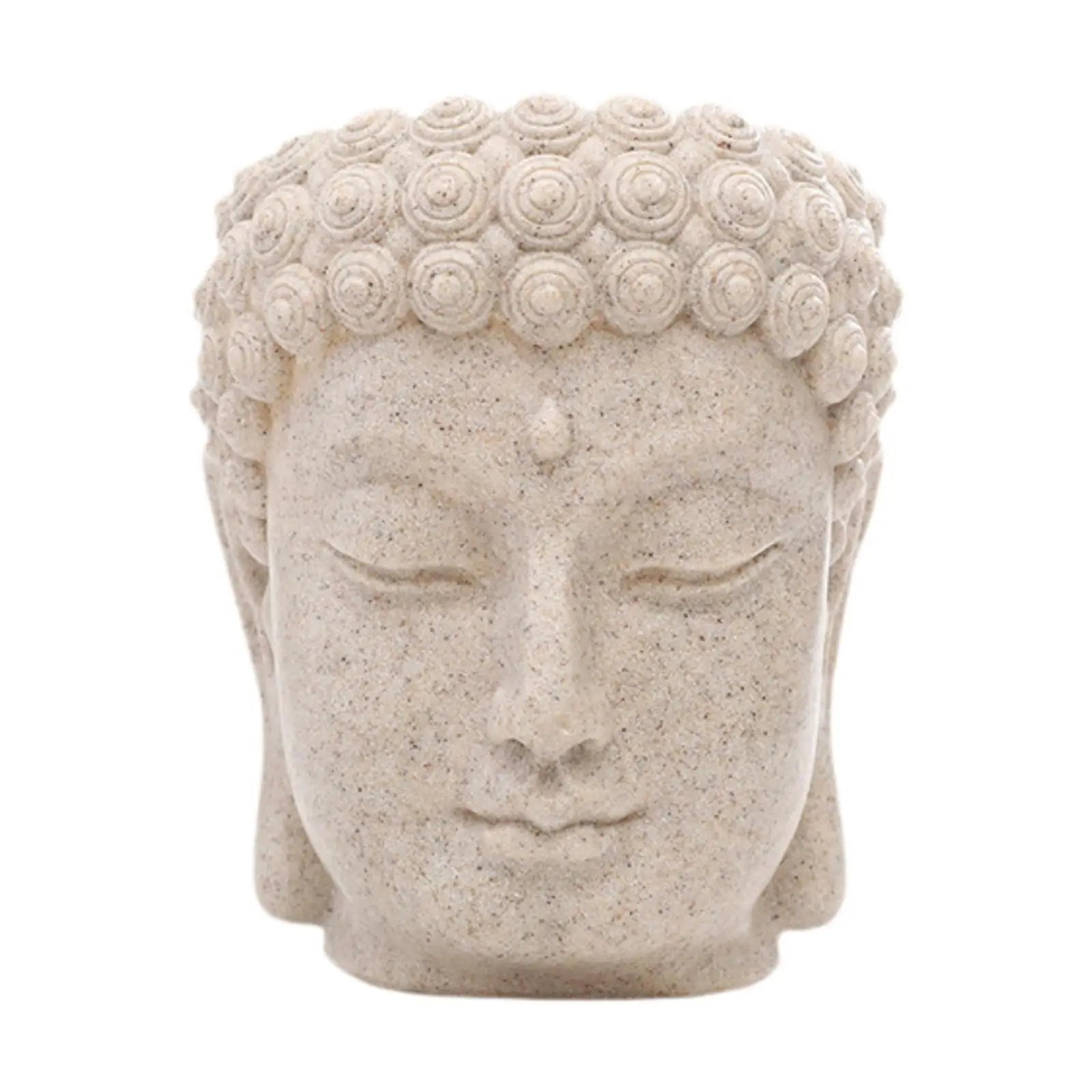 Buddha Head Figurine Flower Pot Plant Container Resin Desktop Ornament Planter for Patio Desk Shelf Indoor Outdoor Home Decor