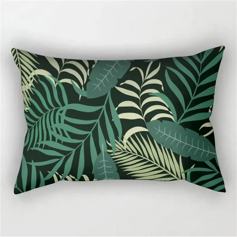 30X50cm Green Tropical Leaf Pattern Printing Decorative Living Room Backrest Home Furnishing Polyester Rectangular Pillowcase