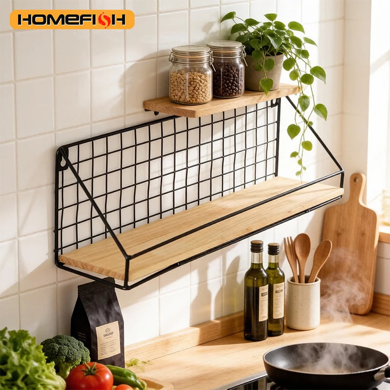 1pc Creative Wall Mounted Shelves, Bedroom Iron Wall Hanging Storage Shelves, Storage Baskets, Hanging Shelves, Home Furnishings