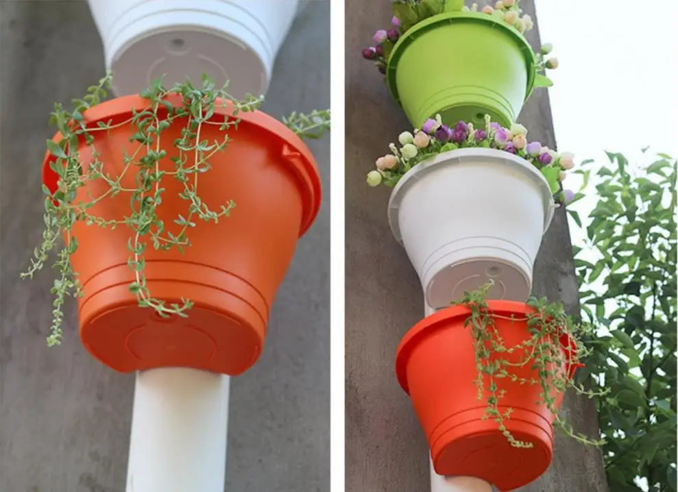 Hanging Flower Pot Creative Basket Storage Gutter Downspout Flowerpot Indoor Useful Railing Hanging Planter Plastic Flower Pot