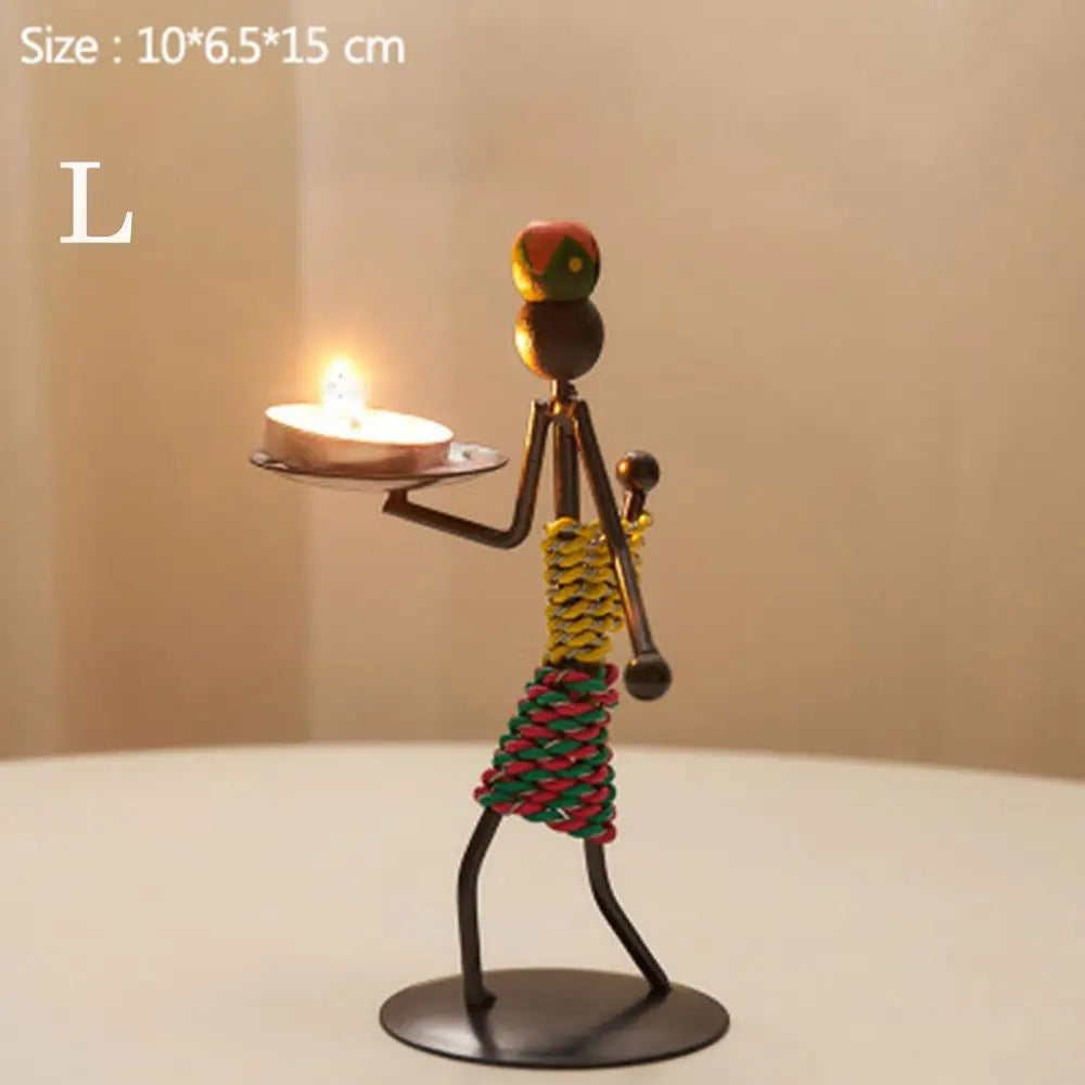 Nordic Metal Candlestick Abstract Character Sculpture Candle Holder Decor Handmade Figurines Home Decoration Art Gift