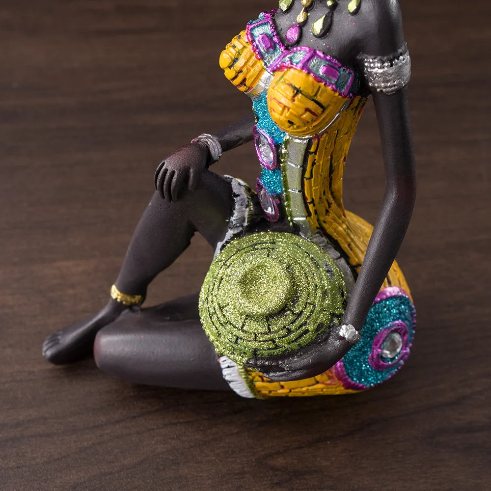 RAKKS Abstract African Black Women Sculpture Decoration Home Wine Cabinet Model Room Coffee Shop Resin Crafts