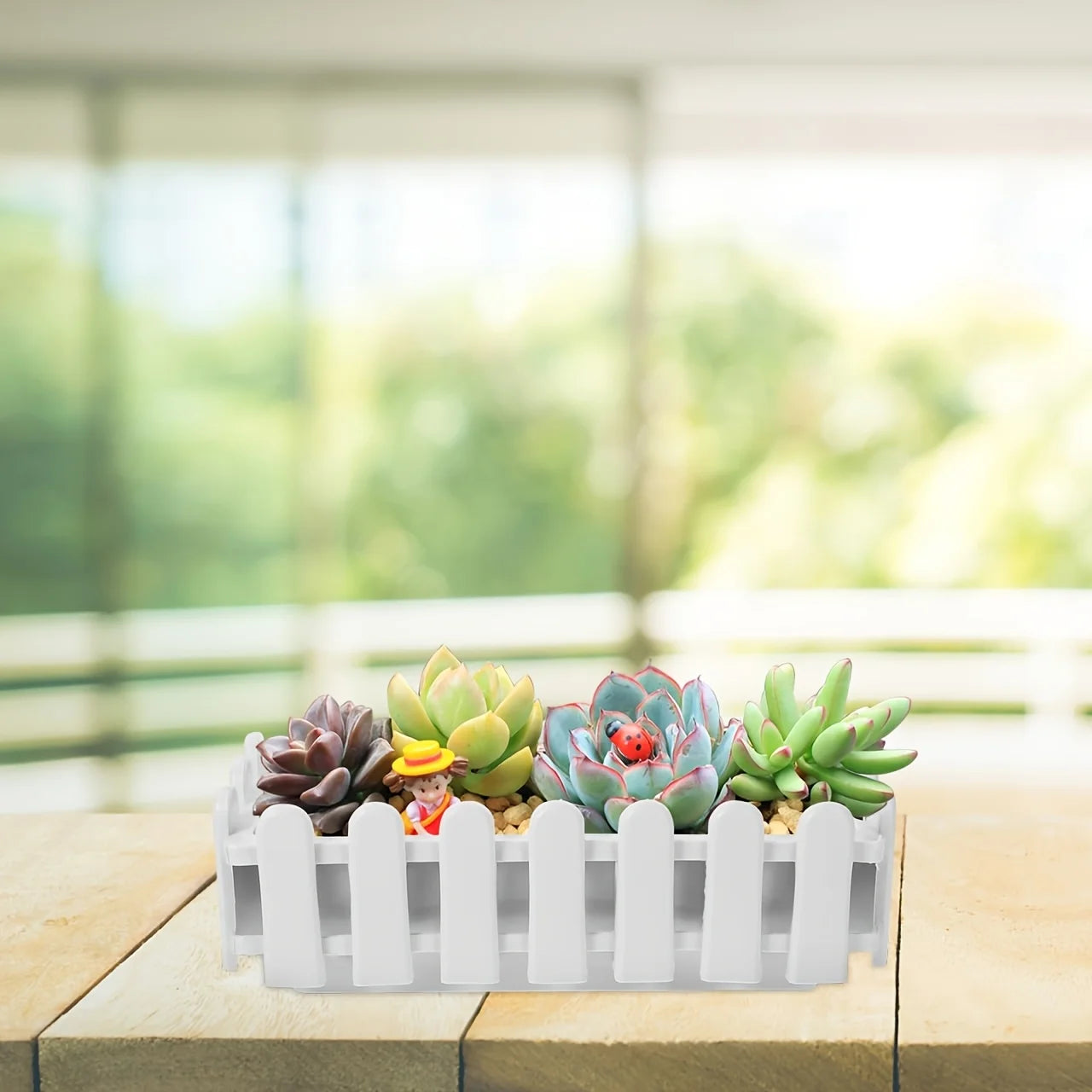 Fence Style Planter Box Balcony Garden Decor Planting Container, Succulent Artificial Flower Green Plant Pot For Indoor Outdoor