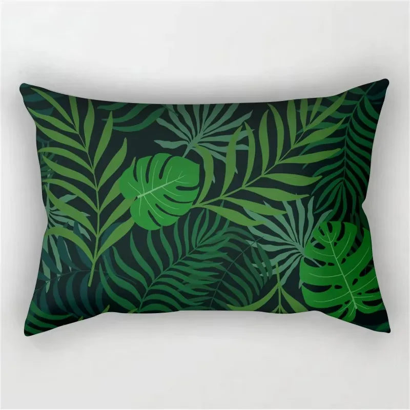 30X50cm Green Tropical Leaf Pattern Printing Decorative Living Room Backrest Home Furnishing Polyester Rectangular Pillowcase
