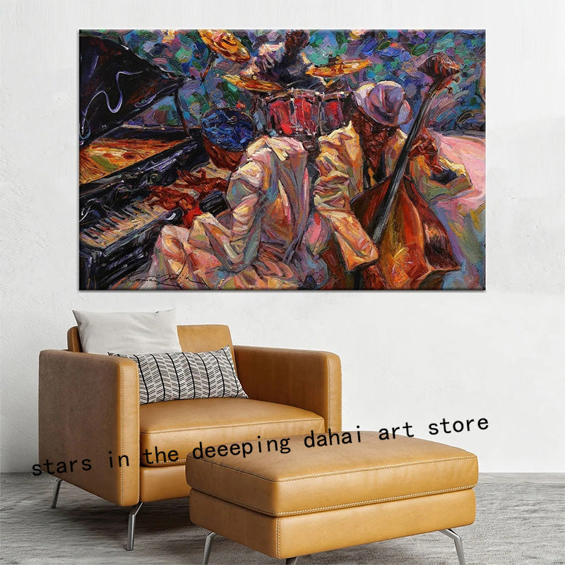 Abstract Ernie Barnes Artworks African Black Women Jazz Music Art Poster Canvas Painting Wall Print Picture for Room Home Decor