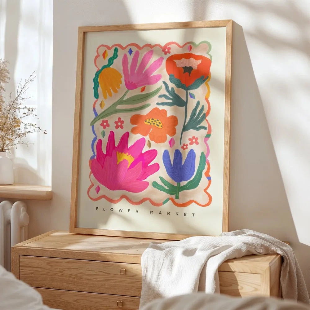 1 Frameless Retro Floral Print,Unique Creative Aesthetic Decor,Spring Decor Painting,Minimalist Wall Art,Living Room Bedroom Art