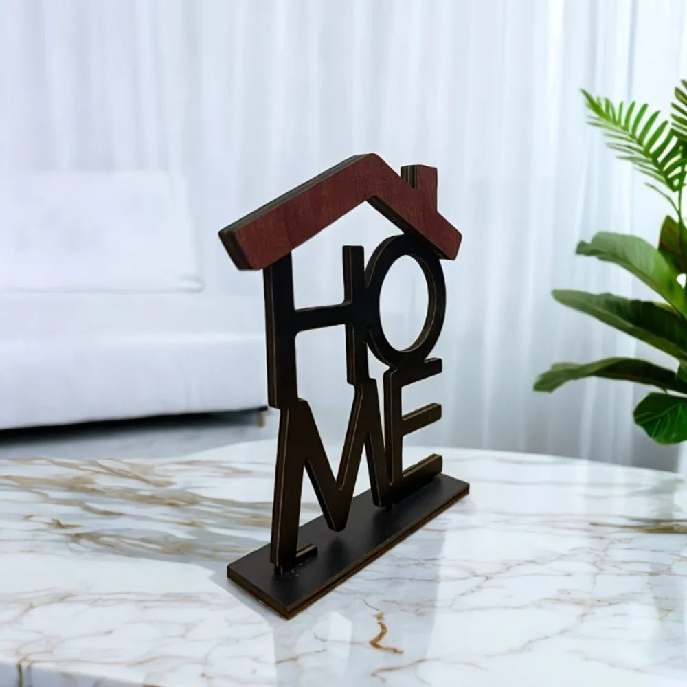 Wooden Home Letter Table Decor, Creative Hollow Home Sign Wooden Craft Ornament for Living Room Desktop Shelf Decor Shelf Decor