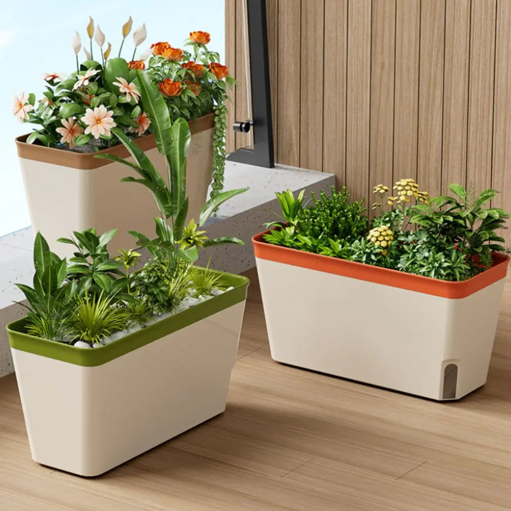 Modern Self Watering Planter Pots Decorative Visual Water Level Window Indoor Planter Herb Planter Box Succulents Plants