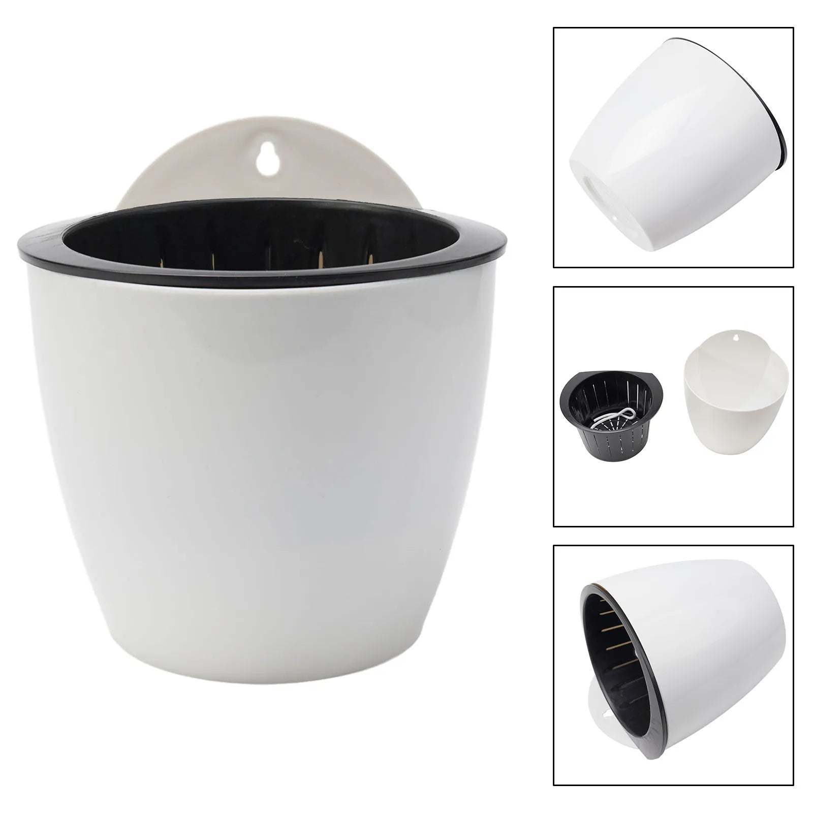 Wall-mounted Flower Pot Automatic Water-absorbing Plastic Green Dill Soil Or Hydroponics System Pot For Wall Balcony Flower Pot