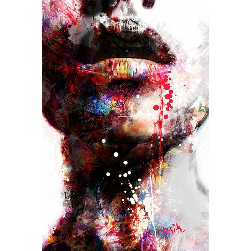 Modern Abstract Woman Face Wall Art Canvas Painting Graffiti Posters and Prints Girl Portrait Street Pop Art Pictures Home Decor