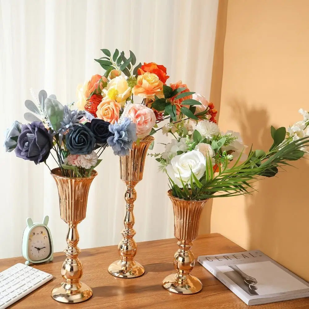 Table Gold Iron Vase Candle Holder Arrangement Wedding Flower Centerpiece Vase Wedding Props Vase Home Decoration Furnishings