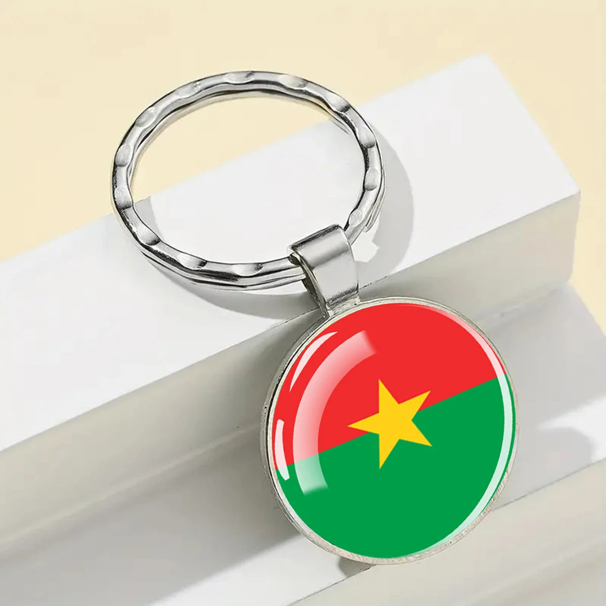 African National Flags Keychain Africa Country Algeria South African Morocco Egypt Nigeria Flag Glass Key Chain Patriot Gift