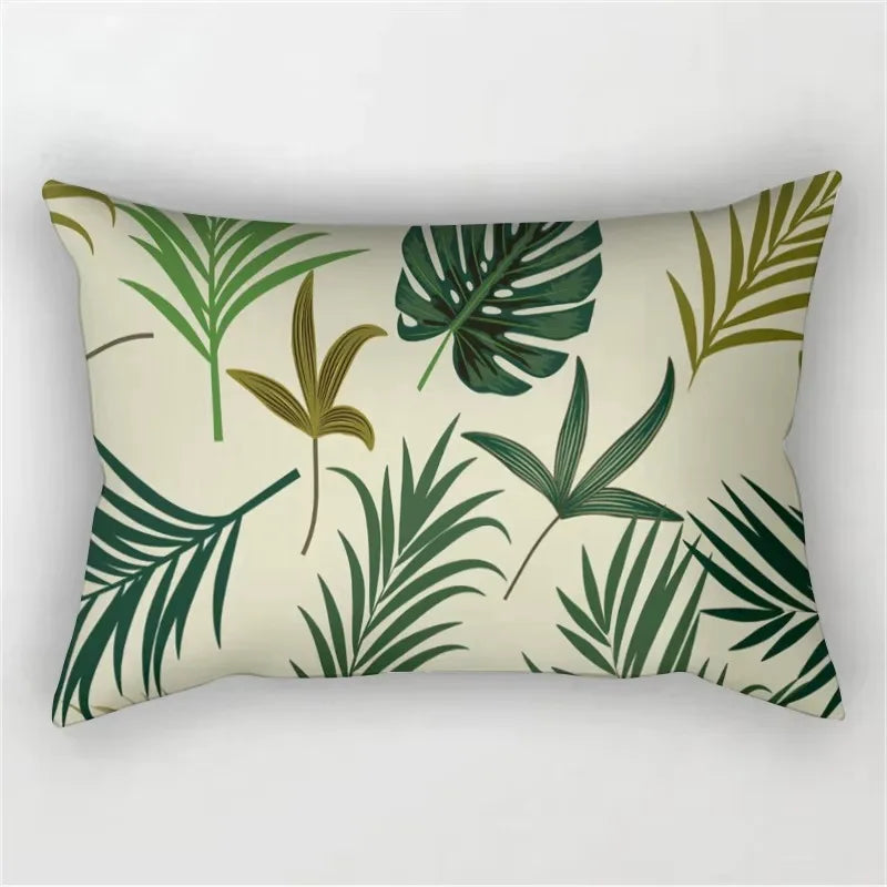 30X50cm Green Tropical Leaf Pattern Printing Decorative Living Room Backrest Home Furnishing Polyester Rectangular Pillowcase