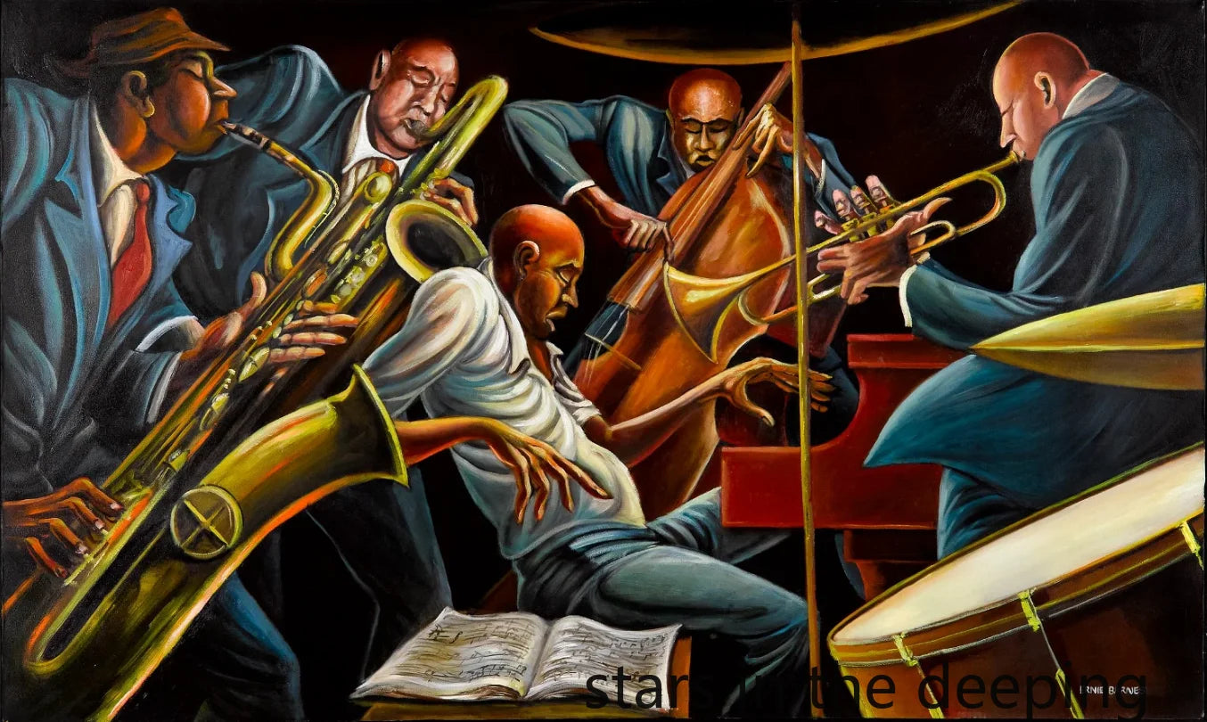 Abstract Ernie Barnes Artworks African Black Women Jazz Music Art Poster Canvas Painting Wall Print Picture for Room Home Decor